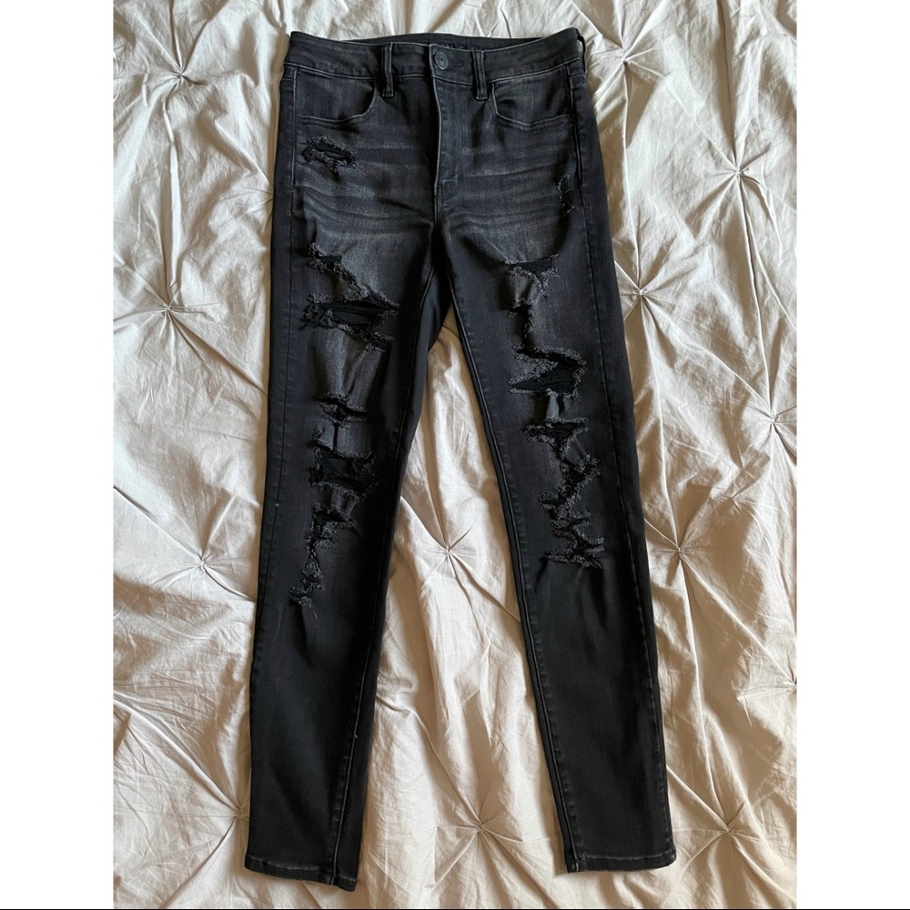 LIKE NEW AE DESTROYED HIGH WAISTED JEGGINGS